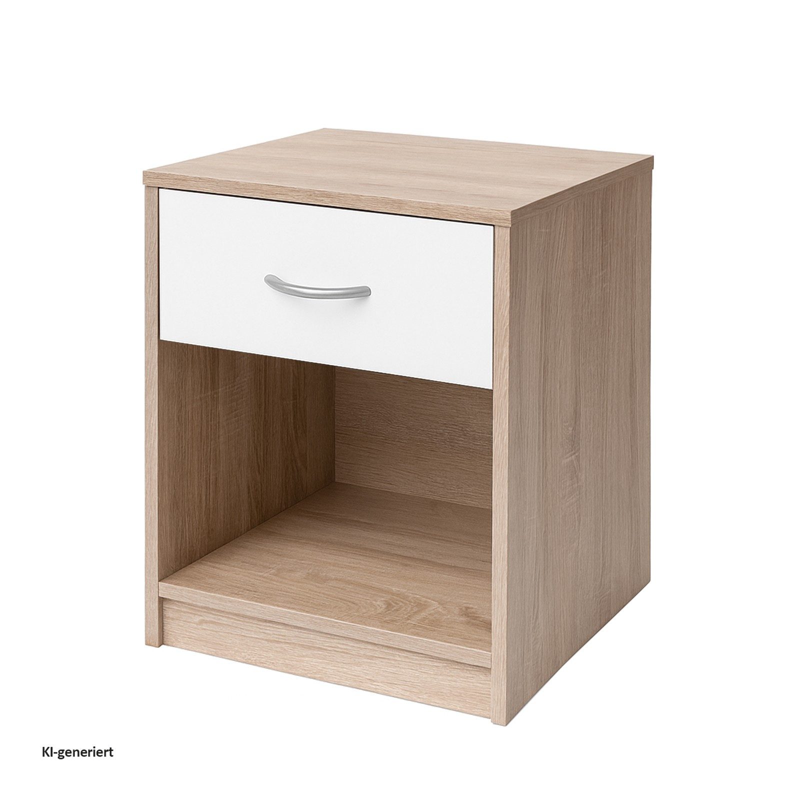 HTI-Living Nachtschrank Nachtschrank mit 1 Schublade Nina Sonoma Weiß (Stück, 1-St., 1 Nachtschrank) Nachttisch Nachtkommode