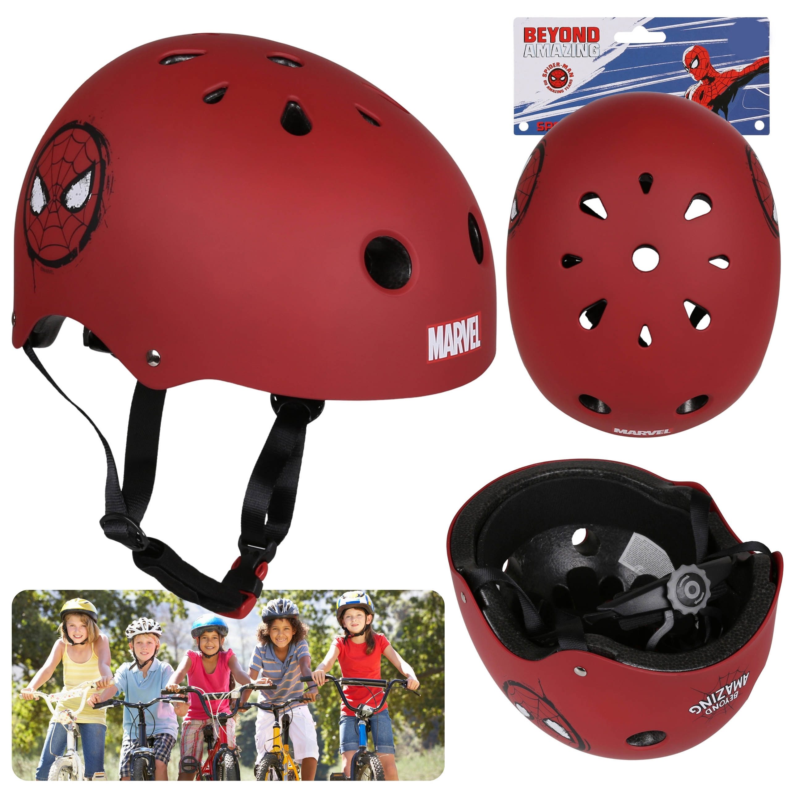 Sarcia.eu Kinderfahrradhelm MARVEL Spider-Man roter Kinderfahrradhelm leicht, VERSTELLBAR 52-56 cm