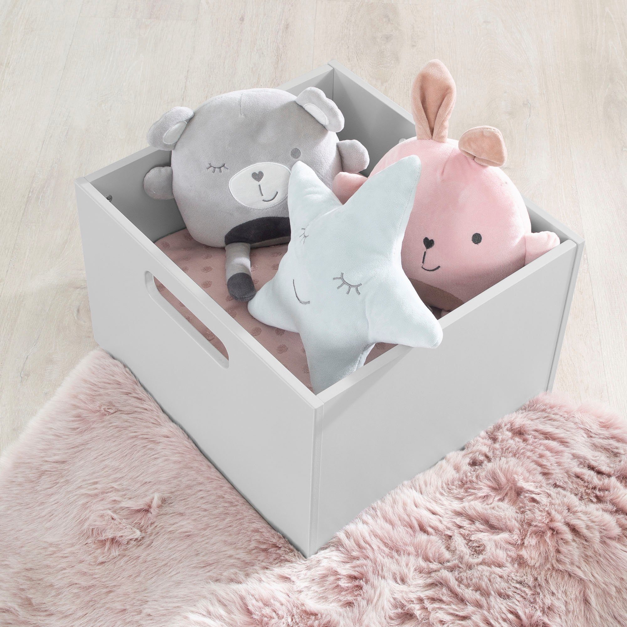 roba® Aufbewahrungsbox grau, aus Holz; Organizer für Spielzeug