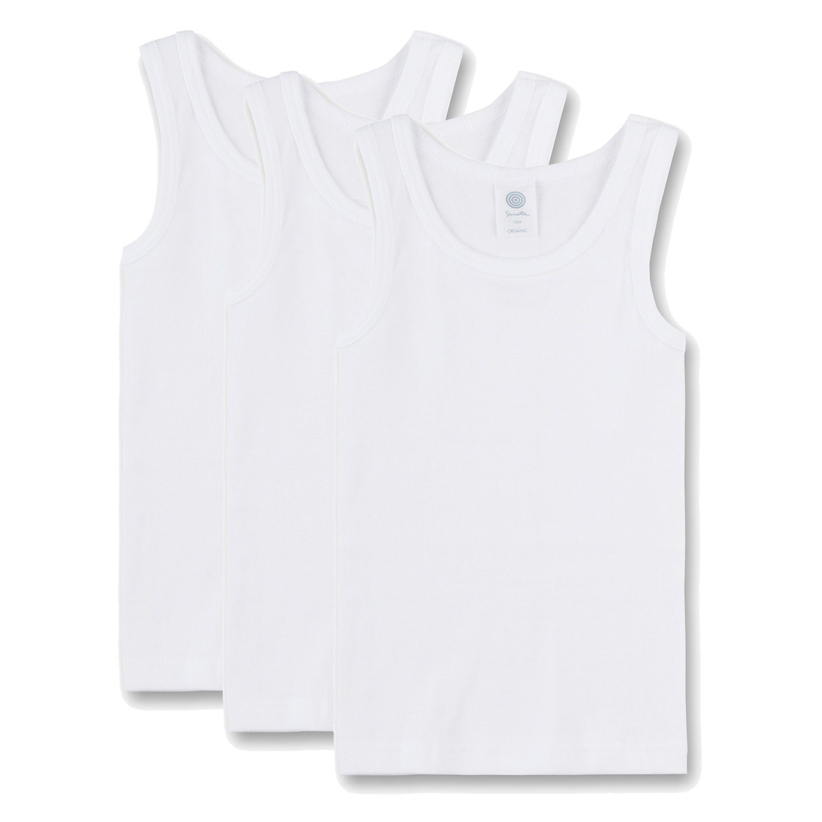 Sanetta Unterhemd Jungen Unterhemd 3er Pack - Shirt ohne Arme, Tank Weiß
