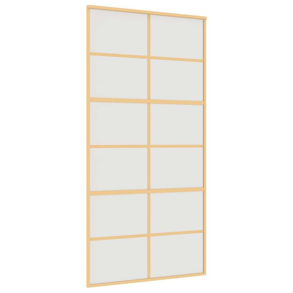 vidaXL Zimmertür Schiebetür Golden 102,5x205 cm Matt ESG-Glas und Aluminium Zimmertür