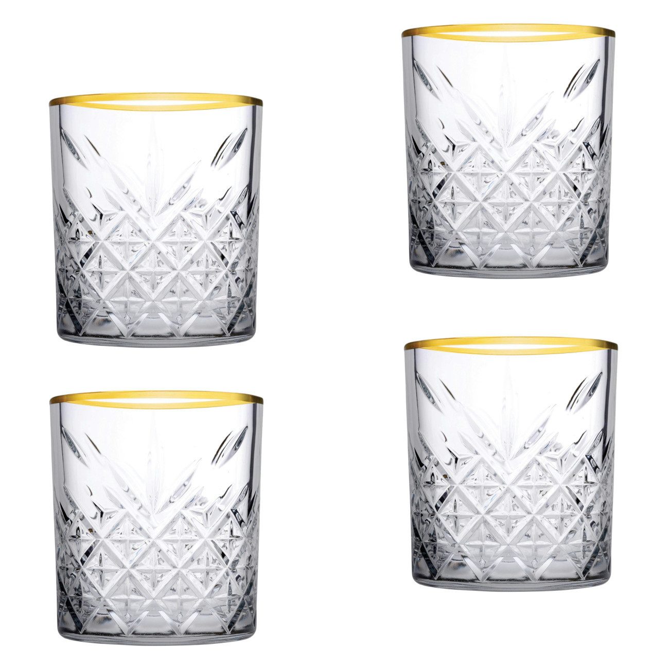 Pasabahce Gläser-Set Timeless GOLDEN TOUCH 4er Glas 345cc, 4-tlg., Glas