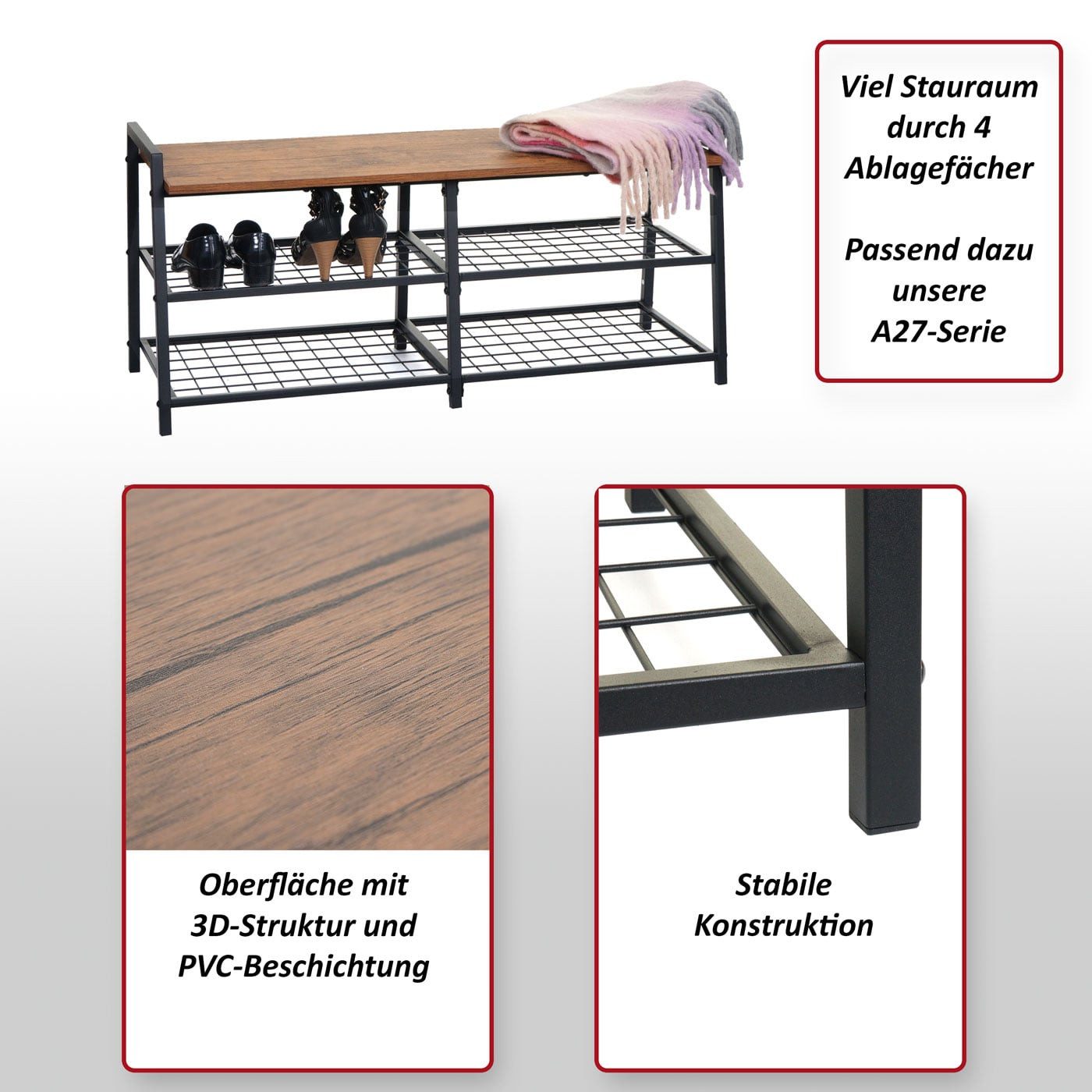 MCW Sitzbank MCW-A27-SR, Passend dazu unsere A27-Serie, Viel Stauraum