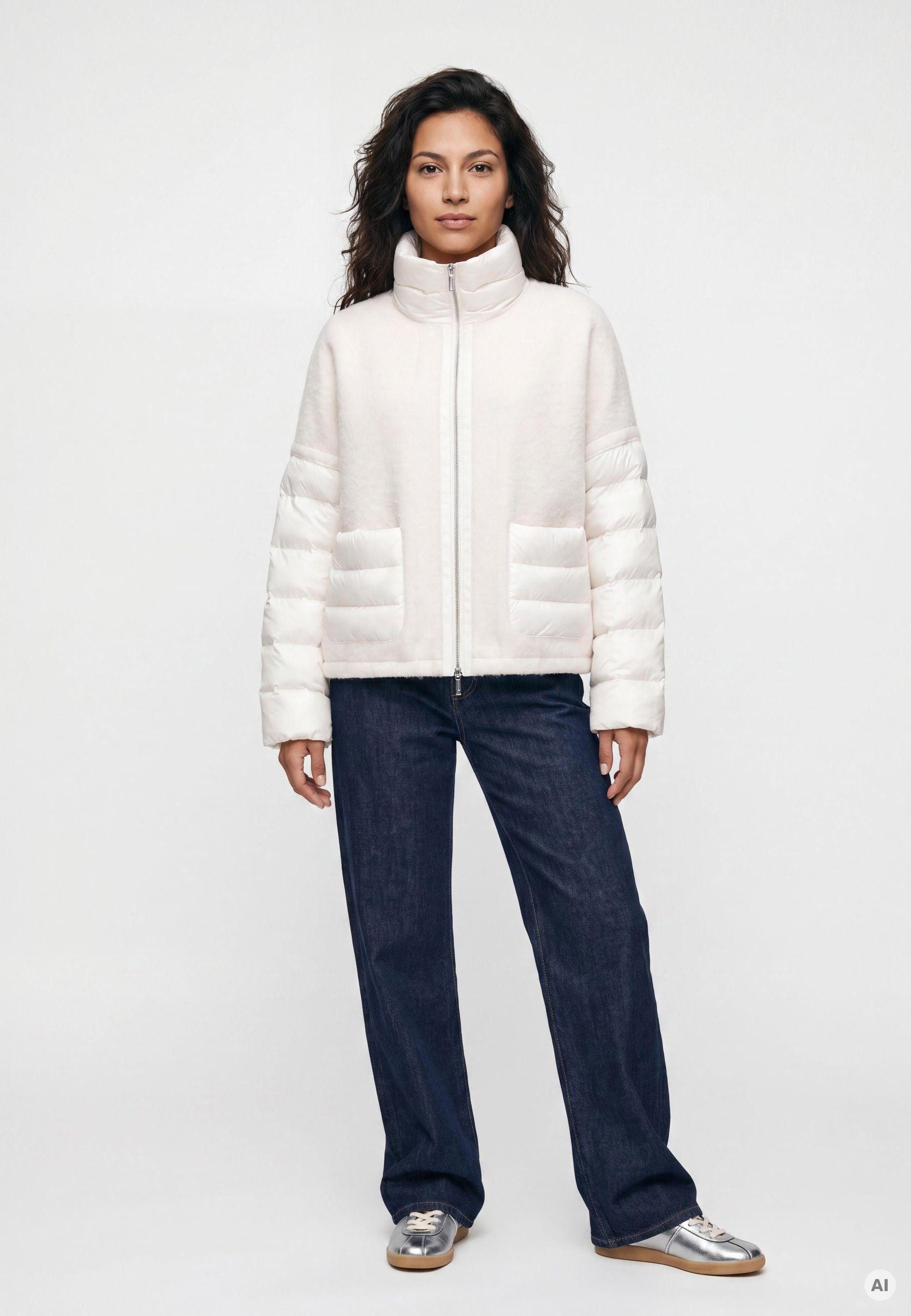 MILESTONE Wolljacke MSMomo Damen Jacke Wolle casual Zwei Wege RV Zwei-Wege-Reißverschluss, Tunnelzug