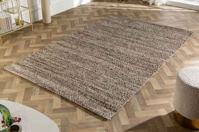 Teppich WOOL 240x160cm beige / braun, riess-ambiente, rechteckig, Höhe: 10 mm, Wohnzimmer · Wolle · Mischgewebe · Landhausstil