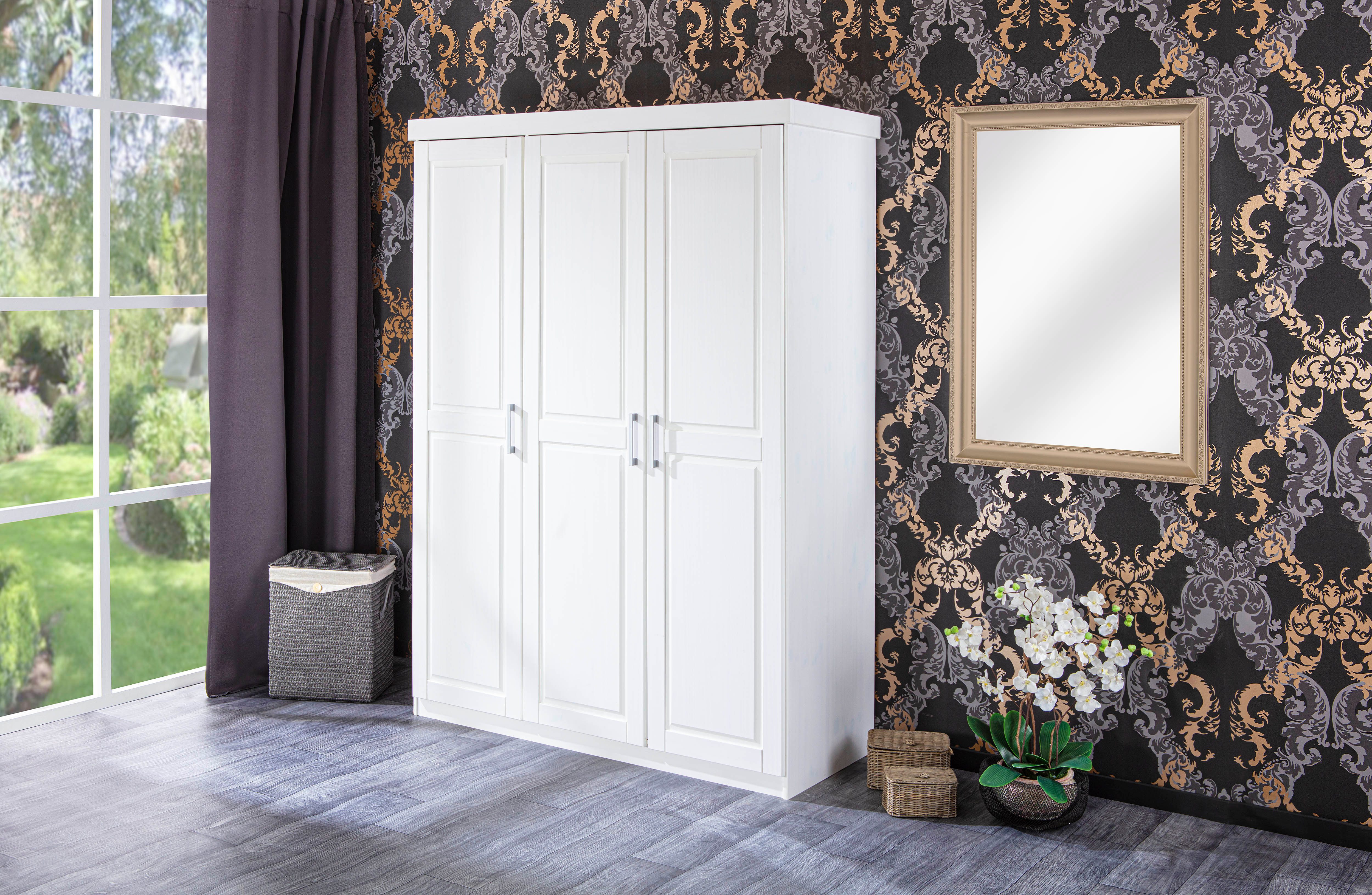 Inter Link Kleiderschrank Magnus weiss Massivholz Schrank, 5 Fächer, Kleide günstig online kaufen