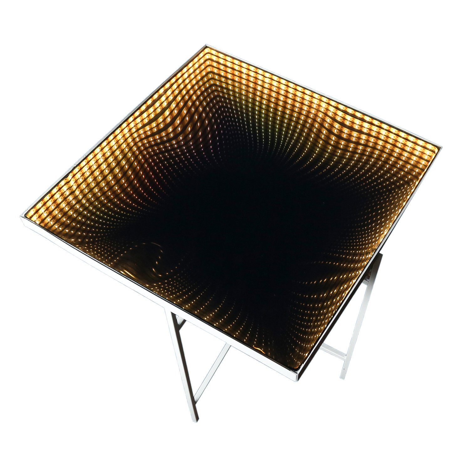 MARELIDA Gartentisch LED Tisch Spiegeltisch Beistelltisch quadratisch Endlos Optik Infinity