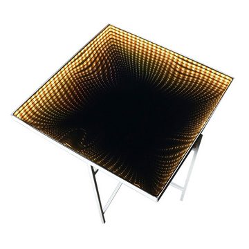 MARELIDA Gartentisch LED Tisch quadratisch Endlos Optik Infinity Spiegeltisch Beistelltisch