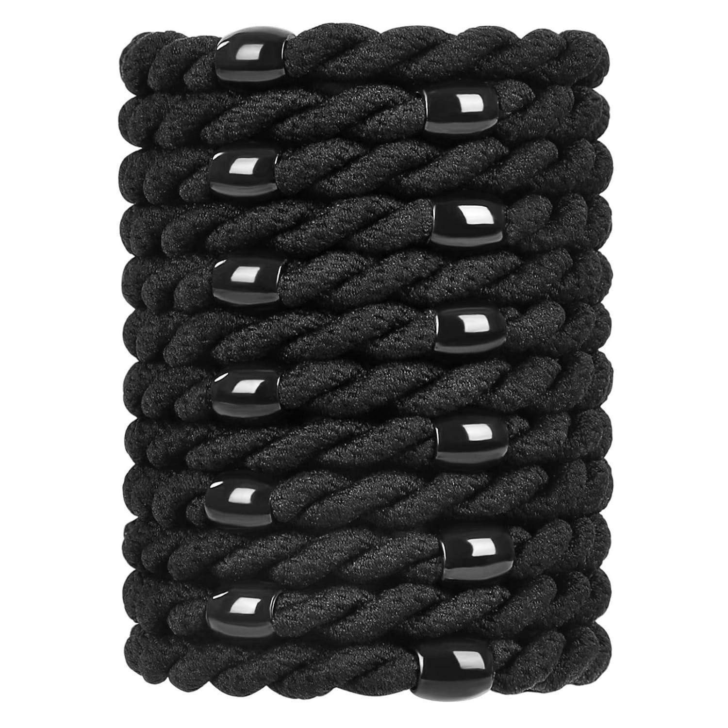 LuxusKollektion Haargummi 12er Pack Schwarze Geflochtene Elastische Haargummis für Damen