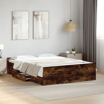 vidaXL Bett Bettgestell mit Schubladen Räuchereiche 140x190cm Holzwerkstoff