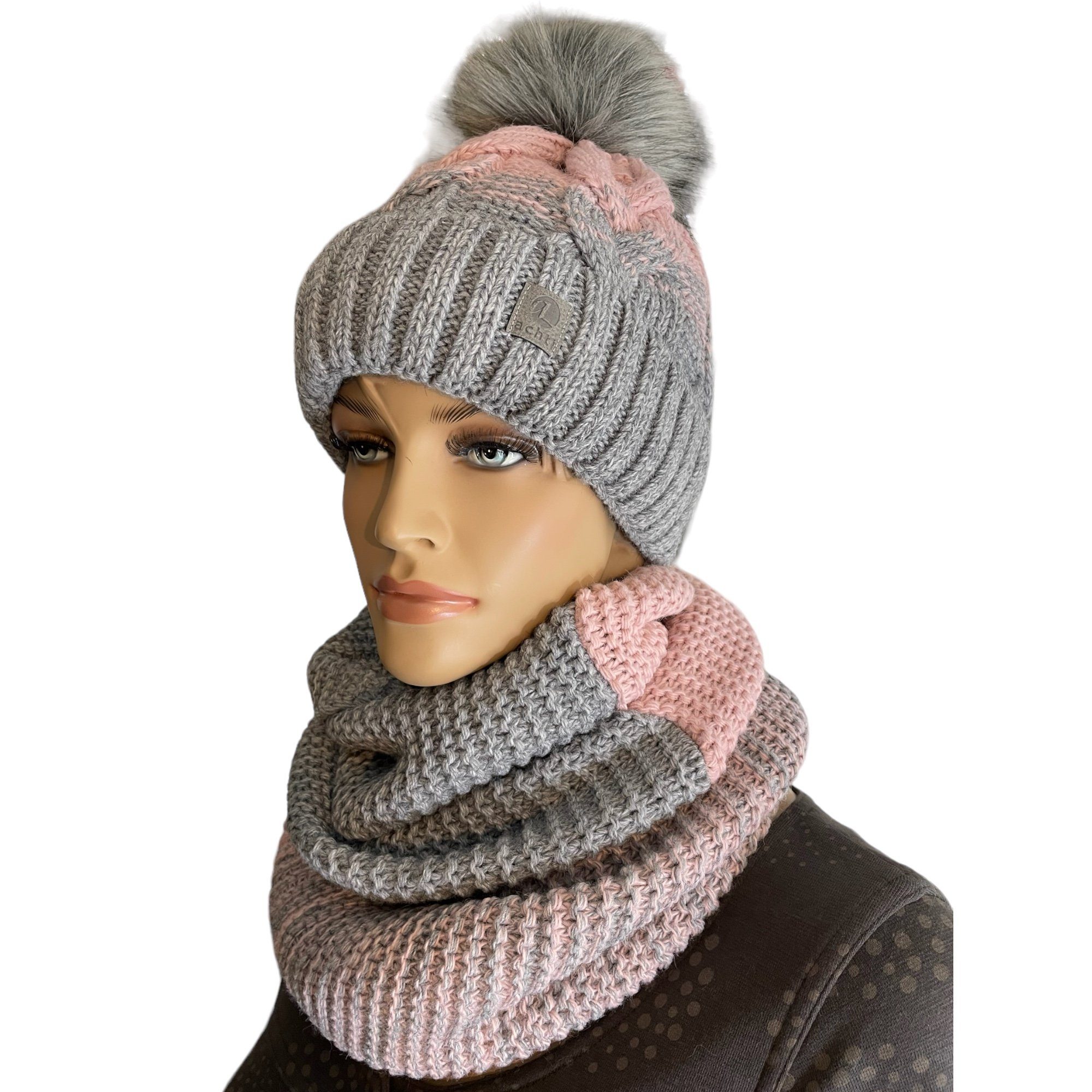 Taschen4life Bommelmütze Mütze & Schal Set achti 2469 (2er Set, Strickmütze günstig online kaufen