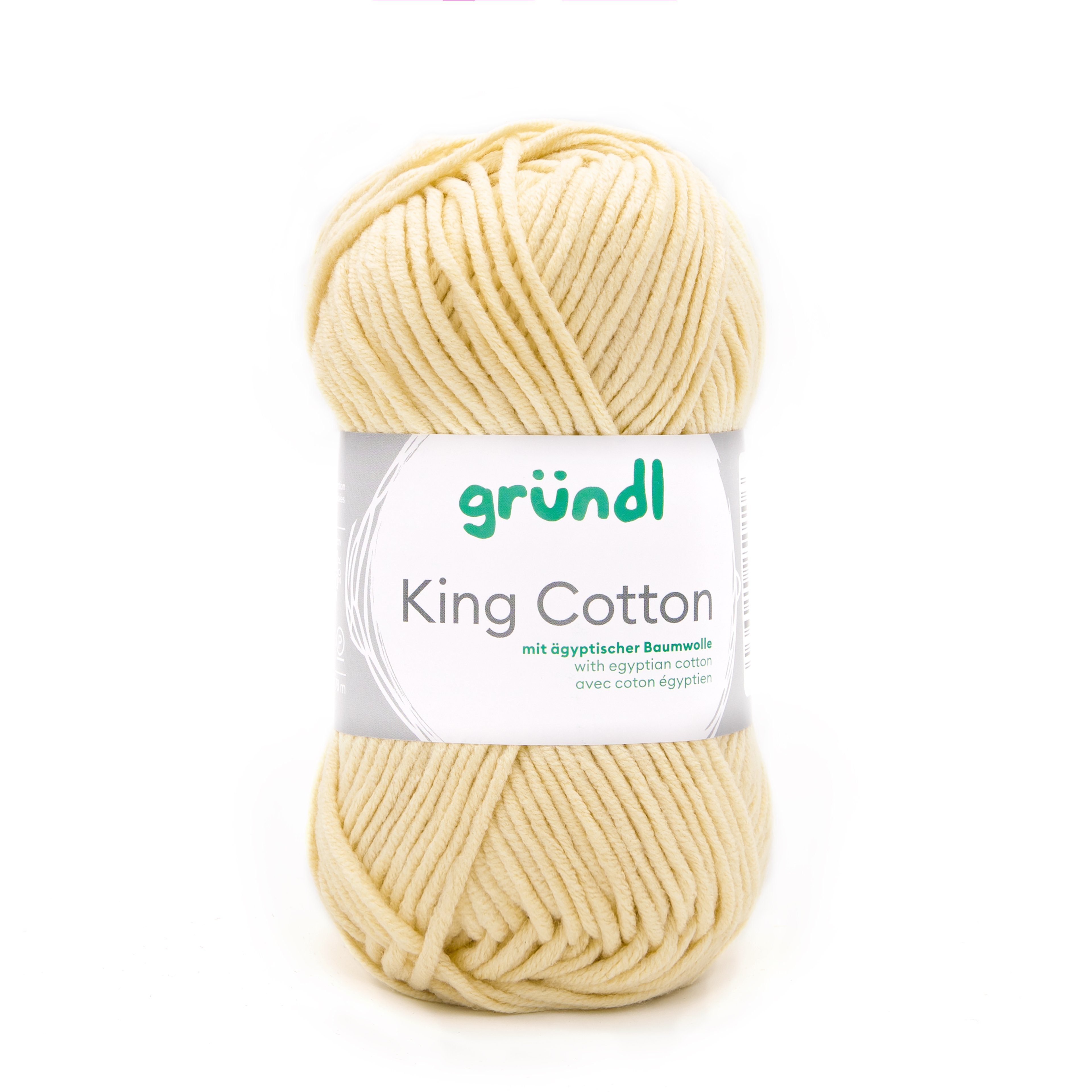 Gründl Wolle King Cotton Baumwollgarn Strickgarn Häkelwolle, 78,00 m (50g Handstrickgarn, Strickwolle, Baumwollmischgarn mit ägyptischer Baumwolle, zum Stricken und Häkeln für Nadelstärke 6 - 7 mm), mit Häkel - Anleitung zum download