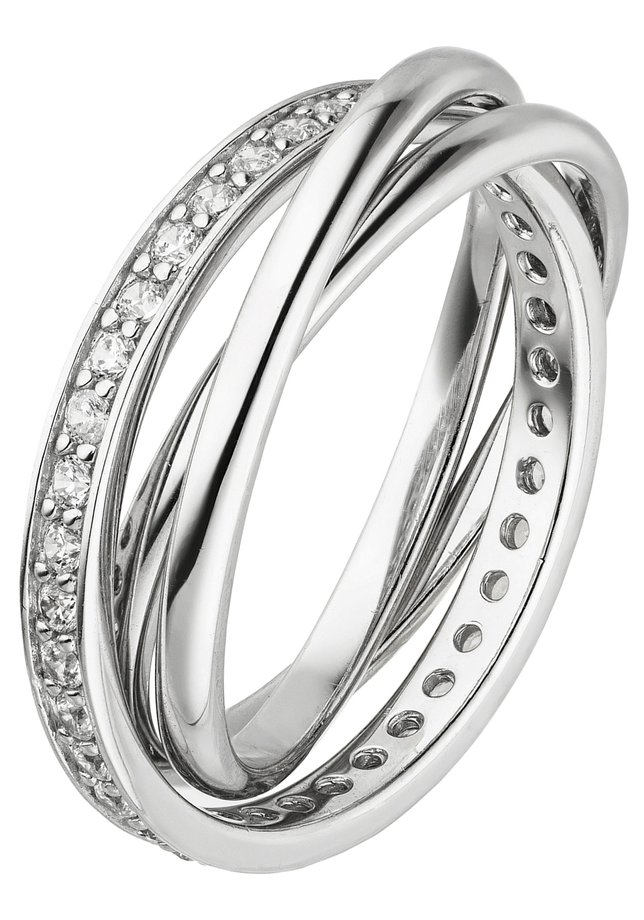 JOBO Fingerring Wickelring, verschlungen 925 Silber mit Zirkonia rundum