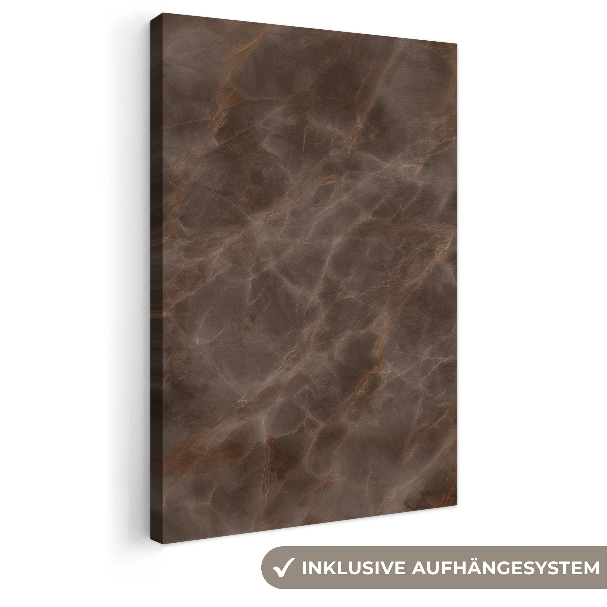 OneMillionCanvasses® Leinwandbild Brauner Marmor - Organisch - Naturstein, Fotodruck (1 St), Leinwand Canvas Wandbild, Wanddekoration 20x30 cm