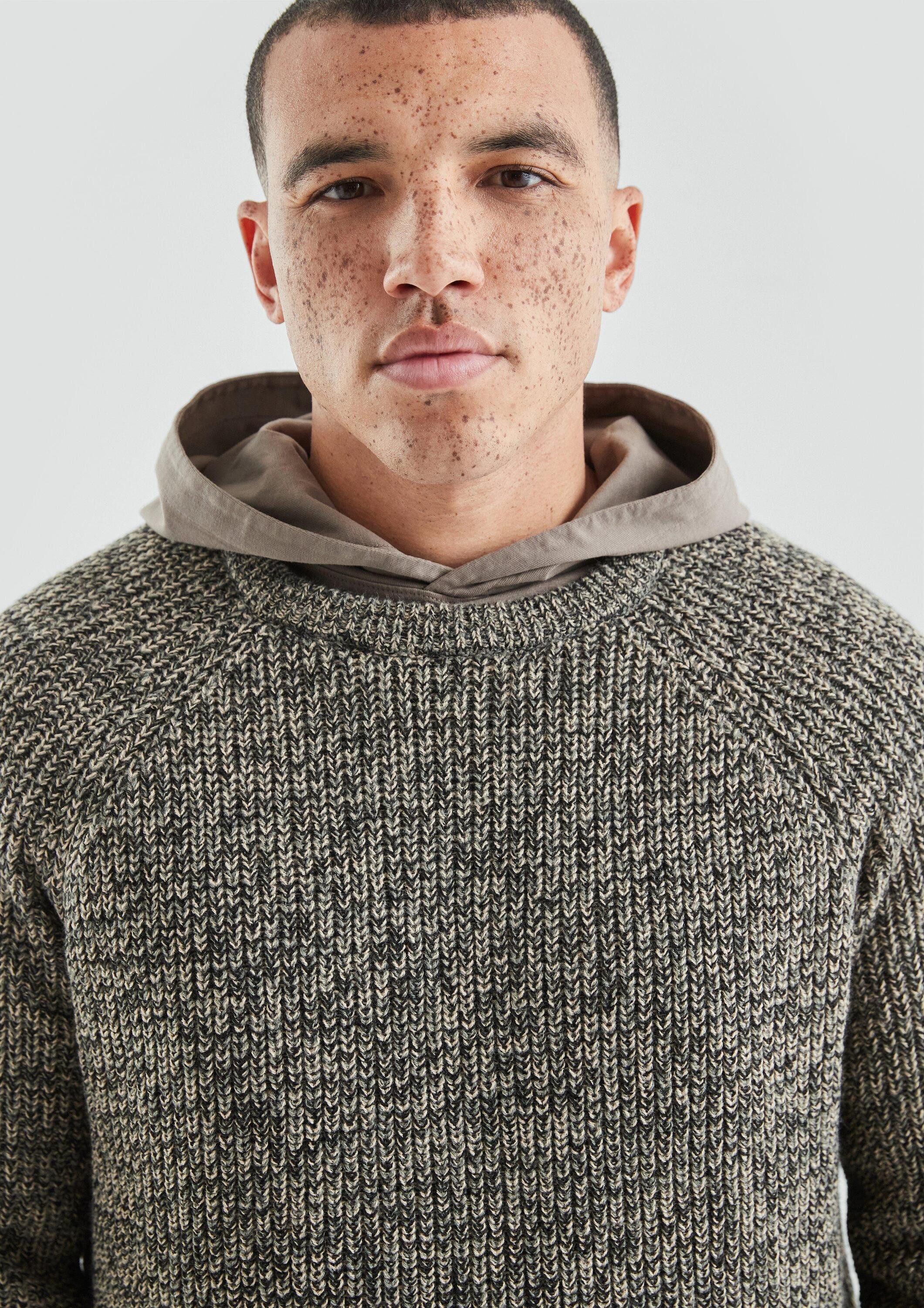 QS Longpullover Strickpullover Melierter Pullover