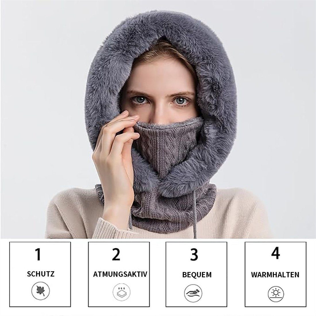 DAYUT Skimütze und Schalset und Stil Wärme 2-in-1-Winter-Strickmützen- (1-St) für