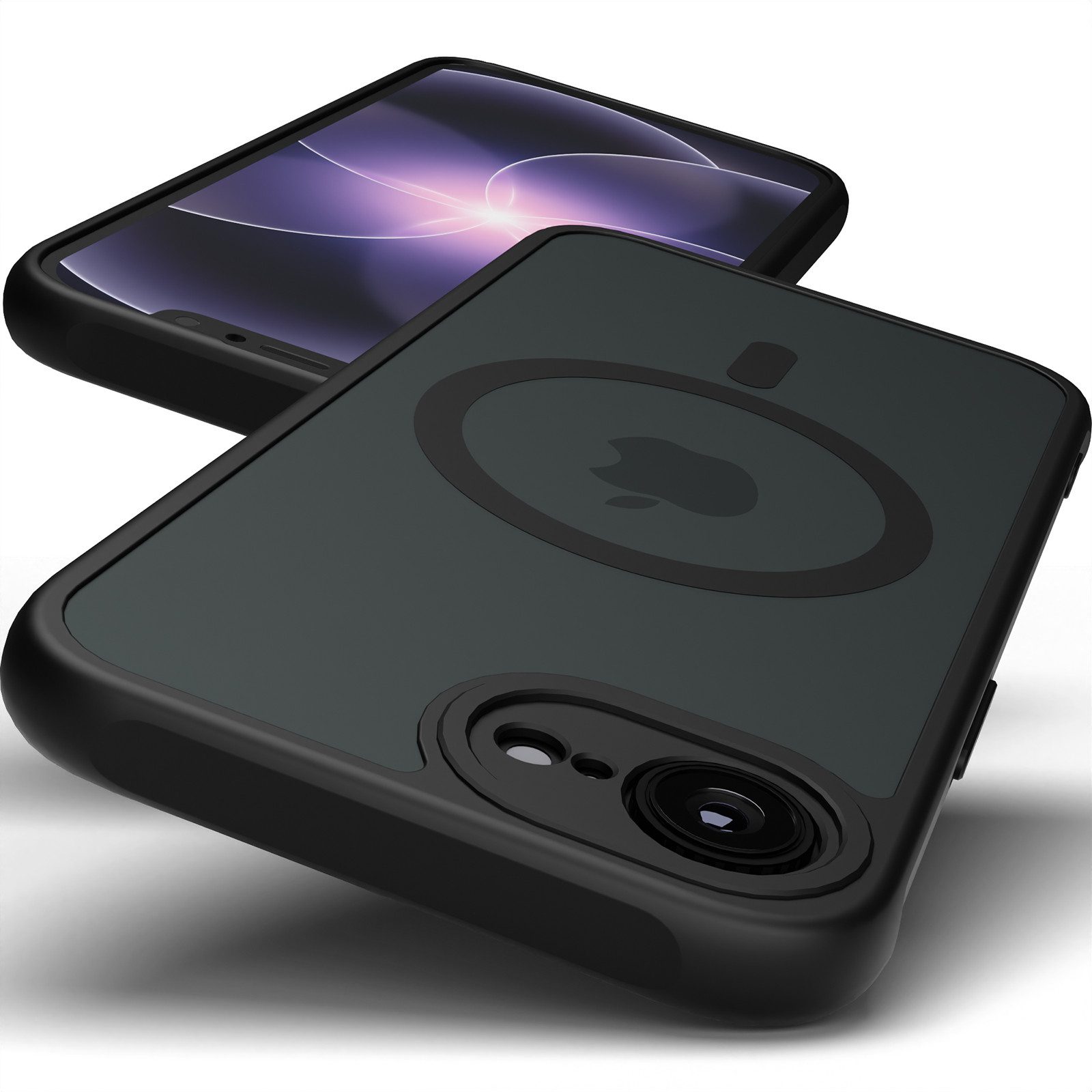 GreenHec Handyhülle iPhone 17e / 16e Hülle MagSafe Case Handy Schwarz Schutzhülle Cover 6,1 Zoll, Magnet Cover Magnetische Hülle Kameraschutz Black Matt Bumper Stoßfest