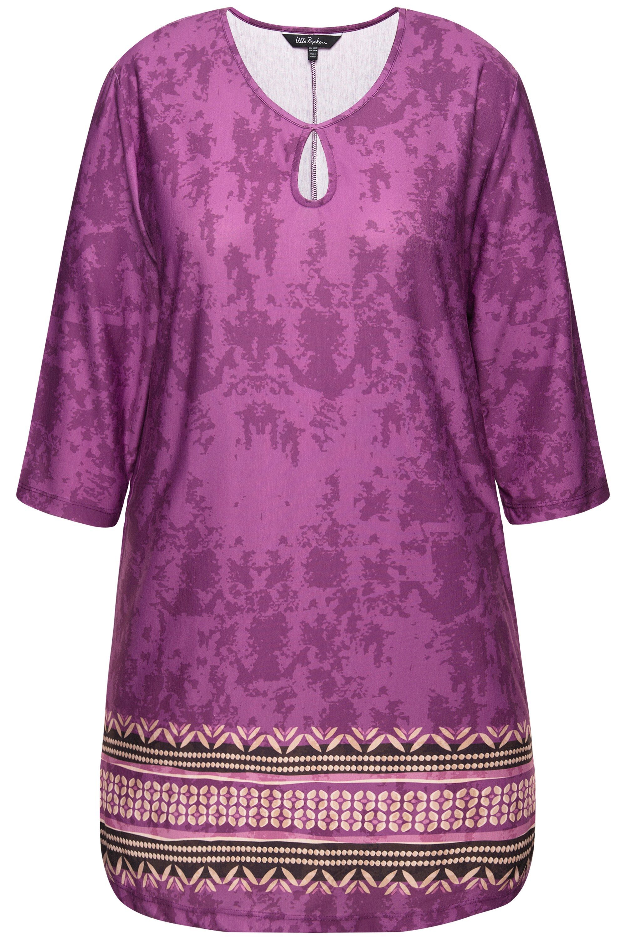 Ulla Popken Longshirt Longshirt A-Linie Alloverdruck günstig online kaufen