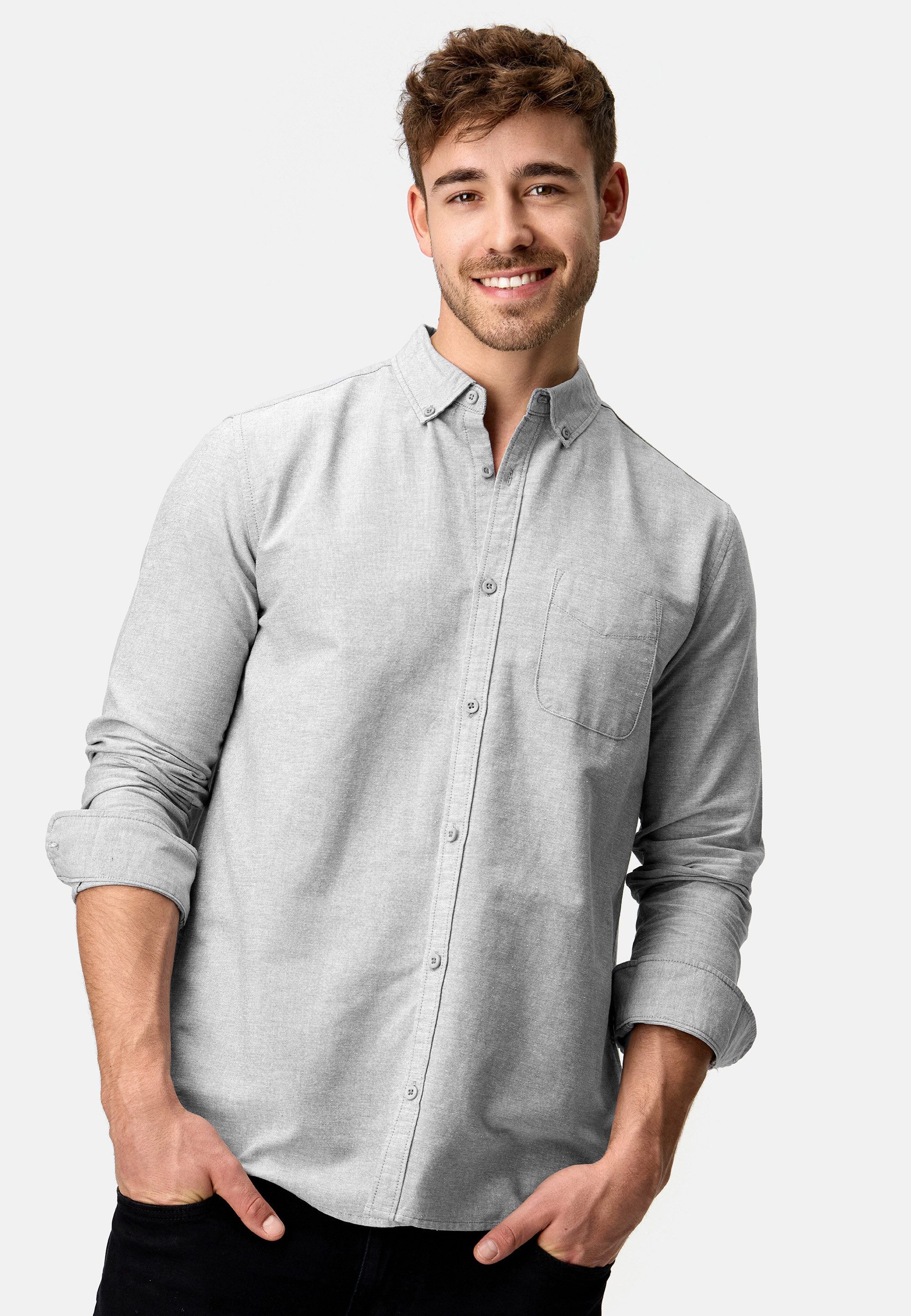 Indicode Langarmhemd Herren Kepner Herrenhemd Langarm mit Button-Down-Krage günstig online kaufen