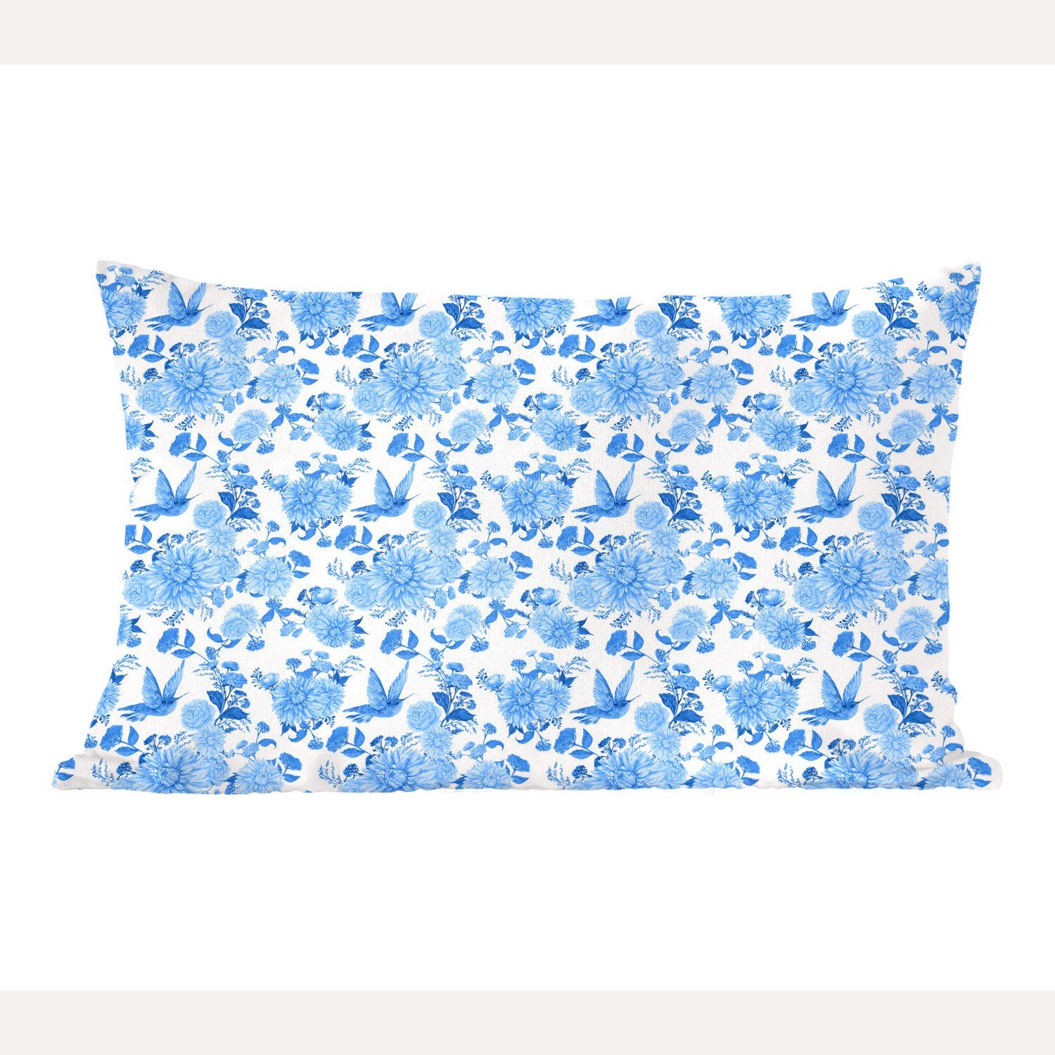 MuchoWow Dekokissen Blumen - Rosen - Blau - Muster, Wohzimmer Dekoration, Zierkissen, Dekokissen mit Füllung, Schlafzimmer