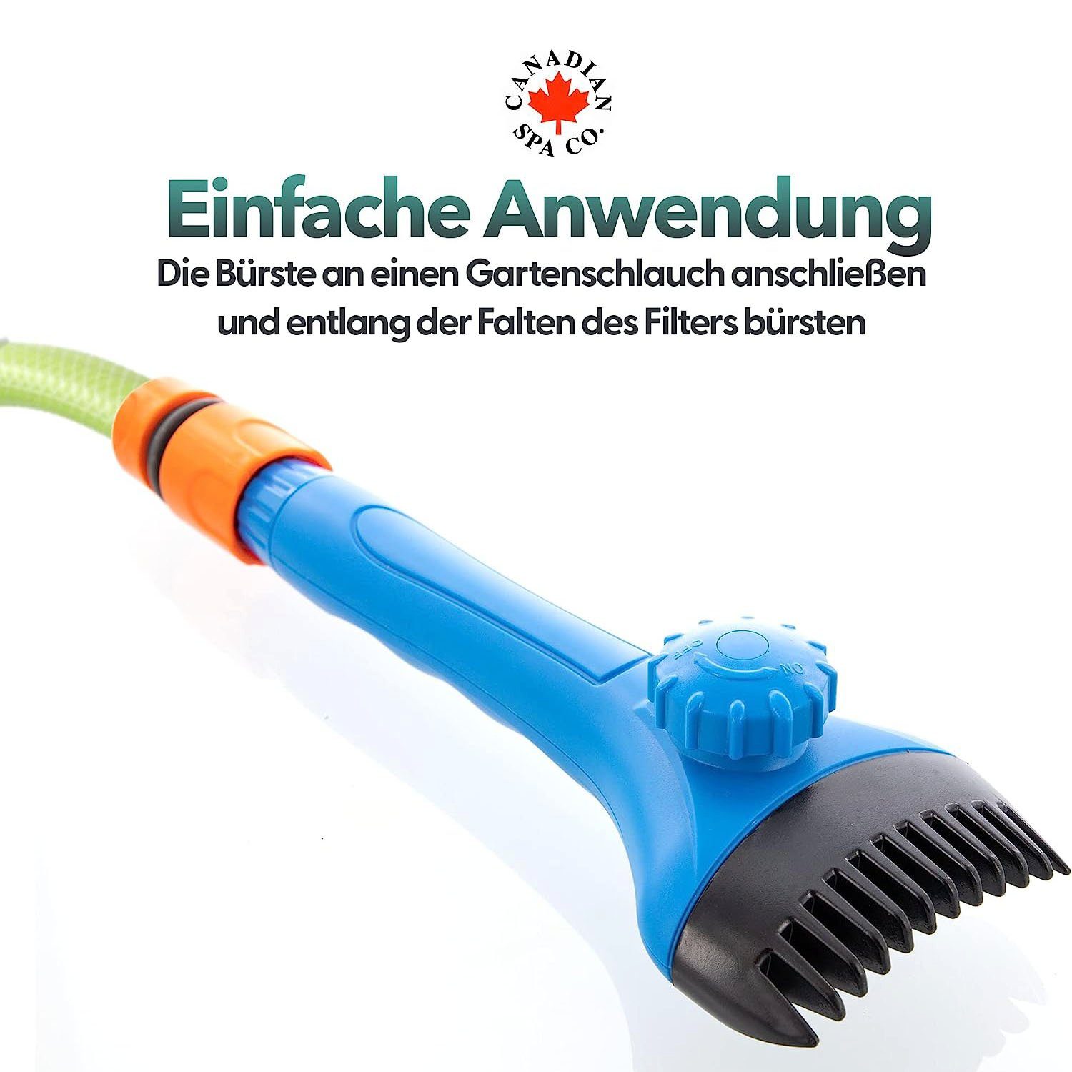 Canadian Spa GmbH Poolpflege Filterreinigungsbürste, mit abnehmbarem Bürstenkopf und Schlauchanschluss