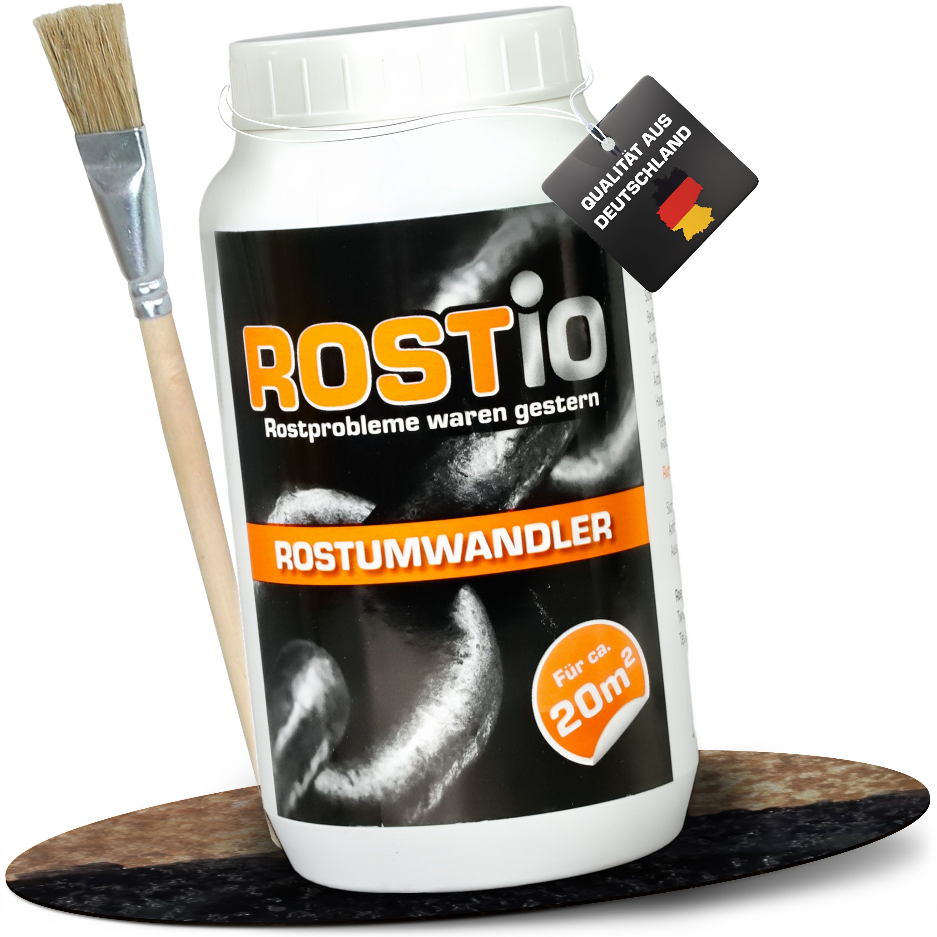 Rostio Rostumwandler 1 Liter, Rostkonverter mit Pinsel Rostentferner
