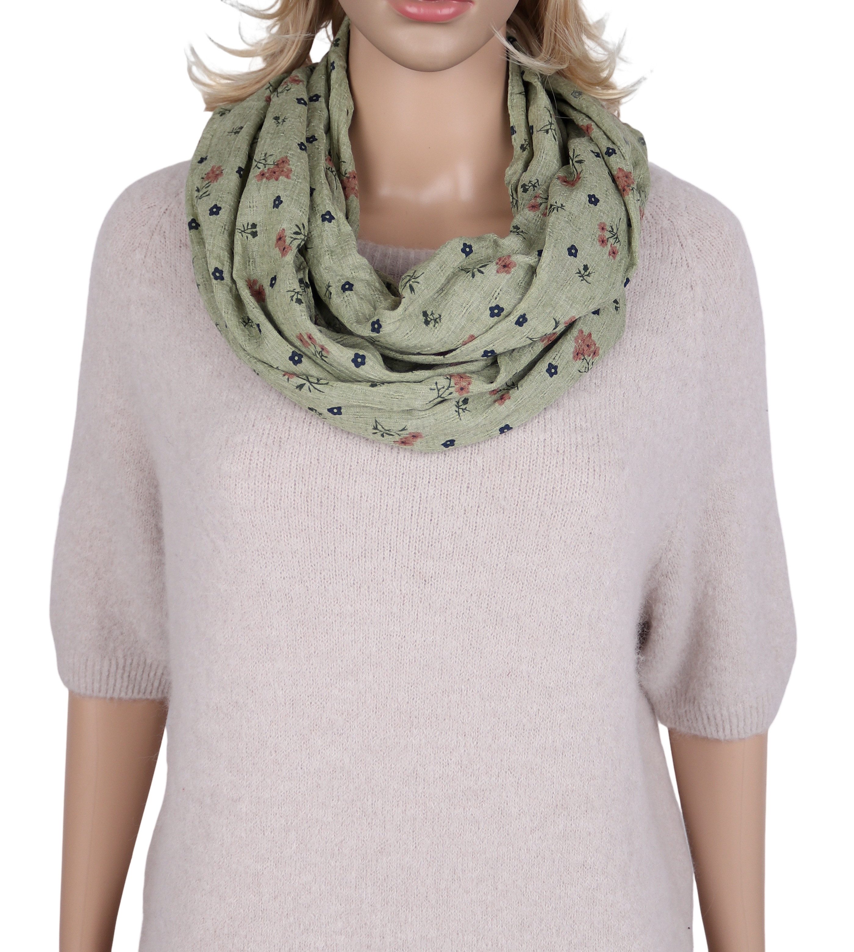 MIRROSI Loop Damen Schal mit Blumen-Muster Weich aus 100% Baumwolle, (ca. 1 günstig online kaufen