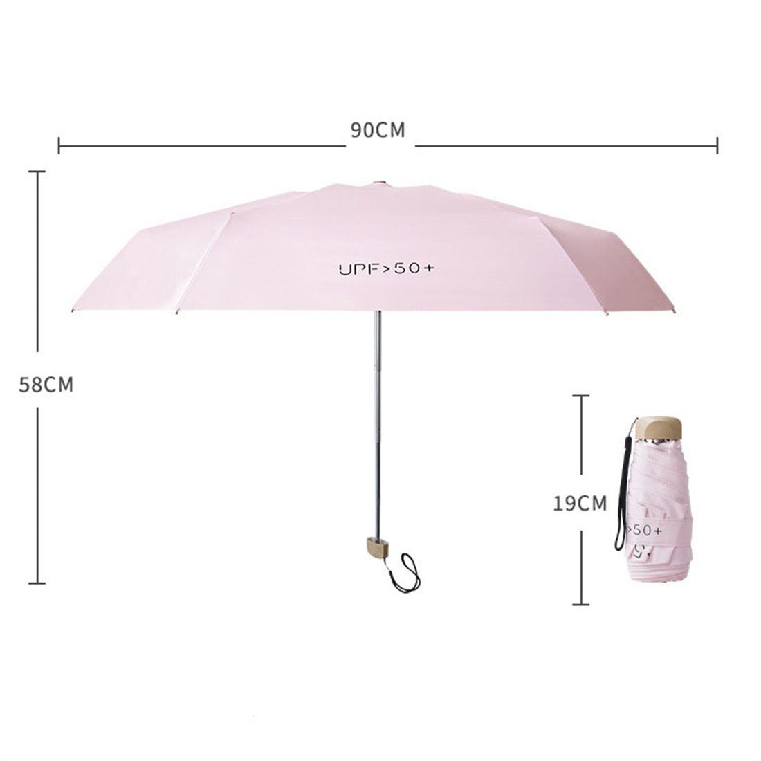 UV-Schutzschirm Schwarz Mini Taschenregenschirm Taschenschirme Regenschirm sonnenschirm YOOdy~