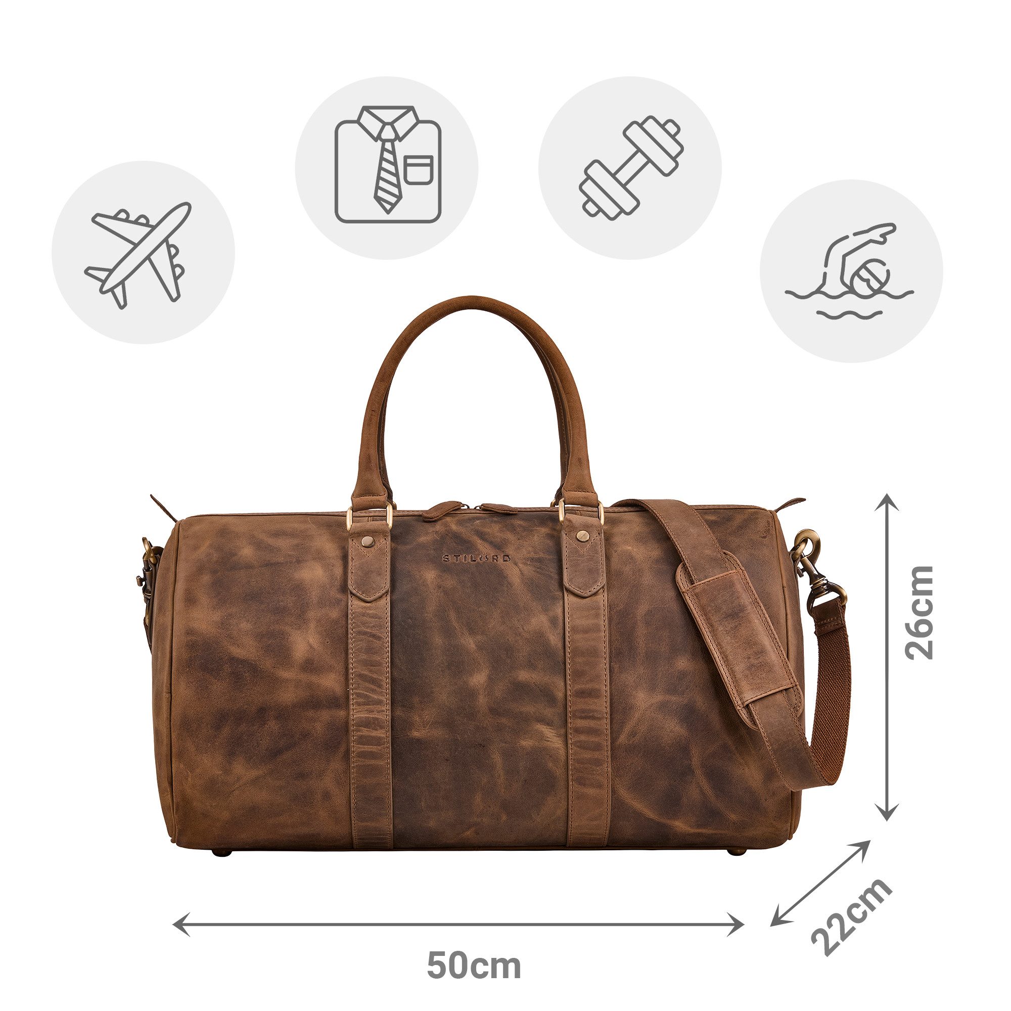 STILORD Weekender "Santiago" Vintage Reisetasche Leder 28L für Damen & Herren