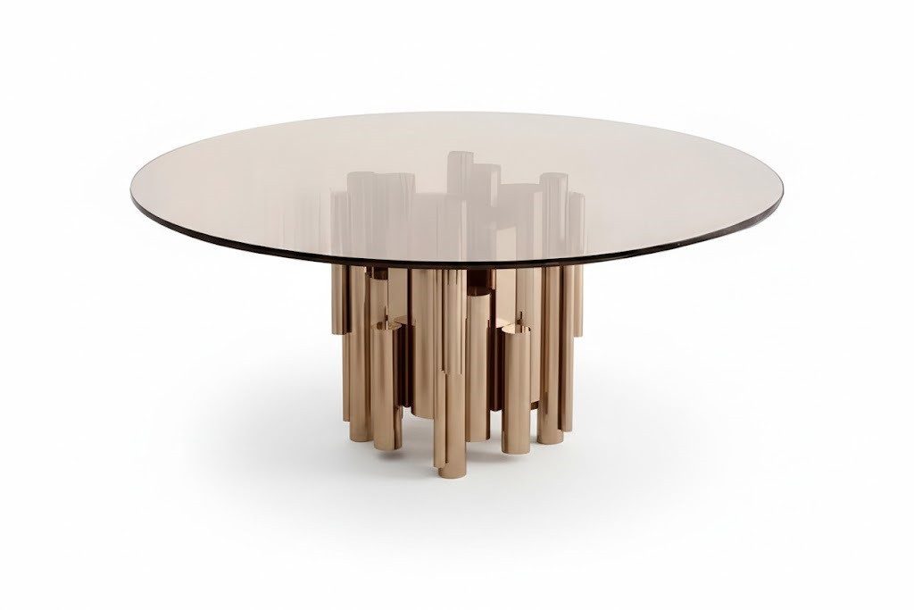 JVmoebel Esstisch Luxus Esszimmertisch Gold Rund – Exklusiver Designer Glastisch Sofort (1-St), Made in Europa