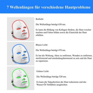 CkeyiN Gesichtsmaske 7-Farben-LED-Gesichtsmaske Rechargebale, Anti-Aging, Hautstraffung, Faltenstraffung