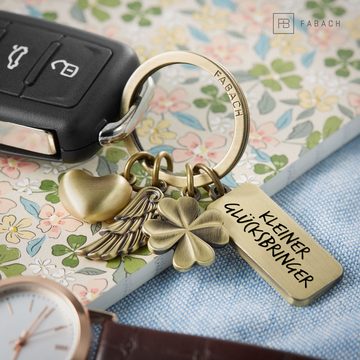 FABACH Schlüsselanhänger 3 Charms mit Gravur - Kleiner Glücksbringer - Schutzengel Geschenk