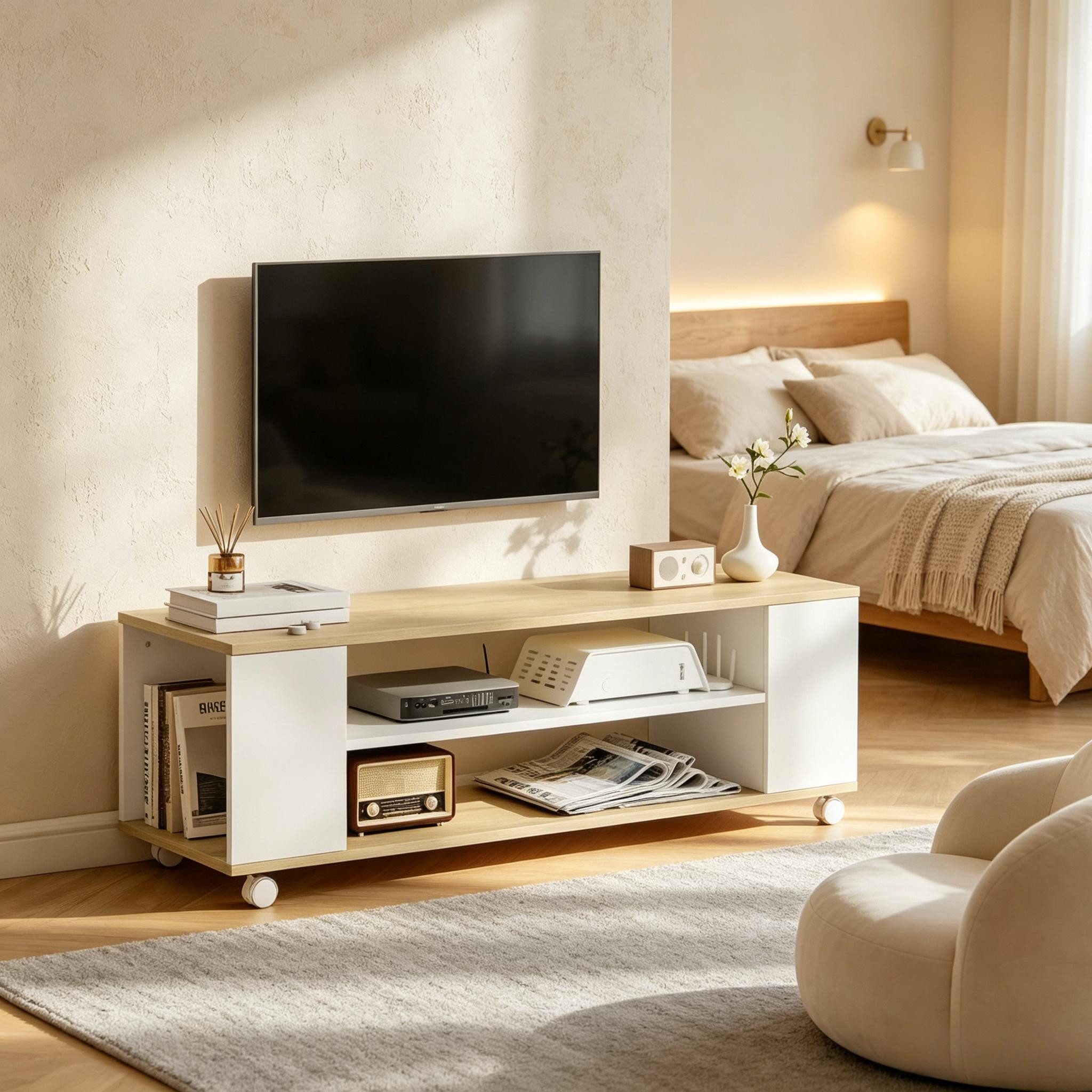 Fine Life Pro TV-Schrank Lowboard / TV‑Schrank / TV‑Lowboard mit Rollen, multifunktional