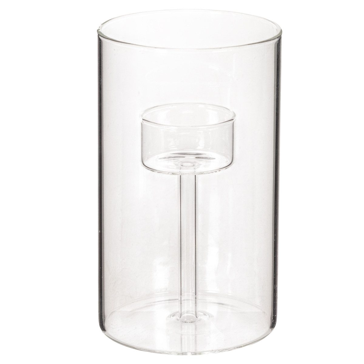 Posiwio Kerzenhalter Stilvolles Windlicht aus Glas mit Einsatz für Teelichter, 2 Stück