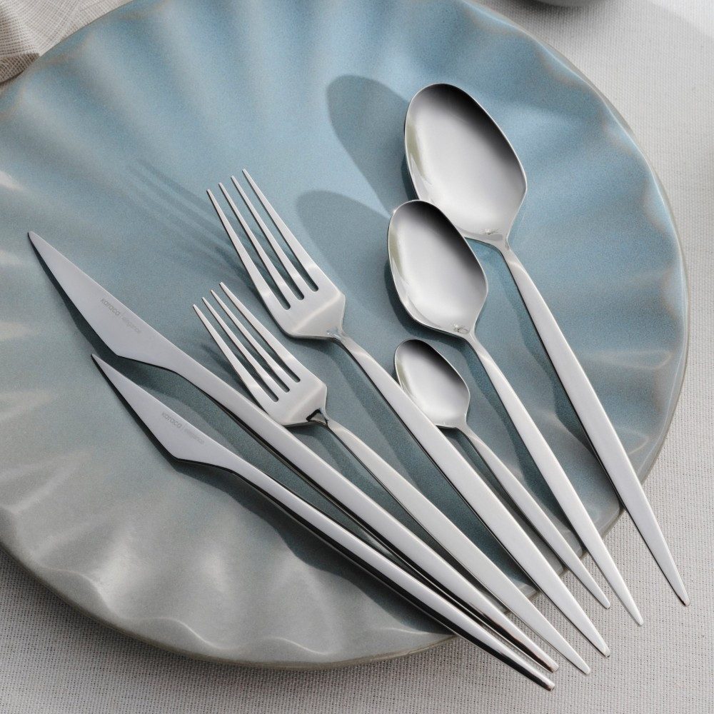 Karaca Besteck-Set Karaca Elegance New Thor V2, 84-teiliges Besteckset 12 Personen Platin (84-tlg), 12 Personen, 18/10 Edelstahl, bruchfest rostfrei