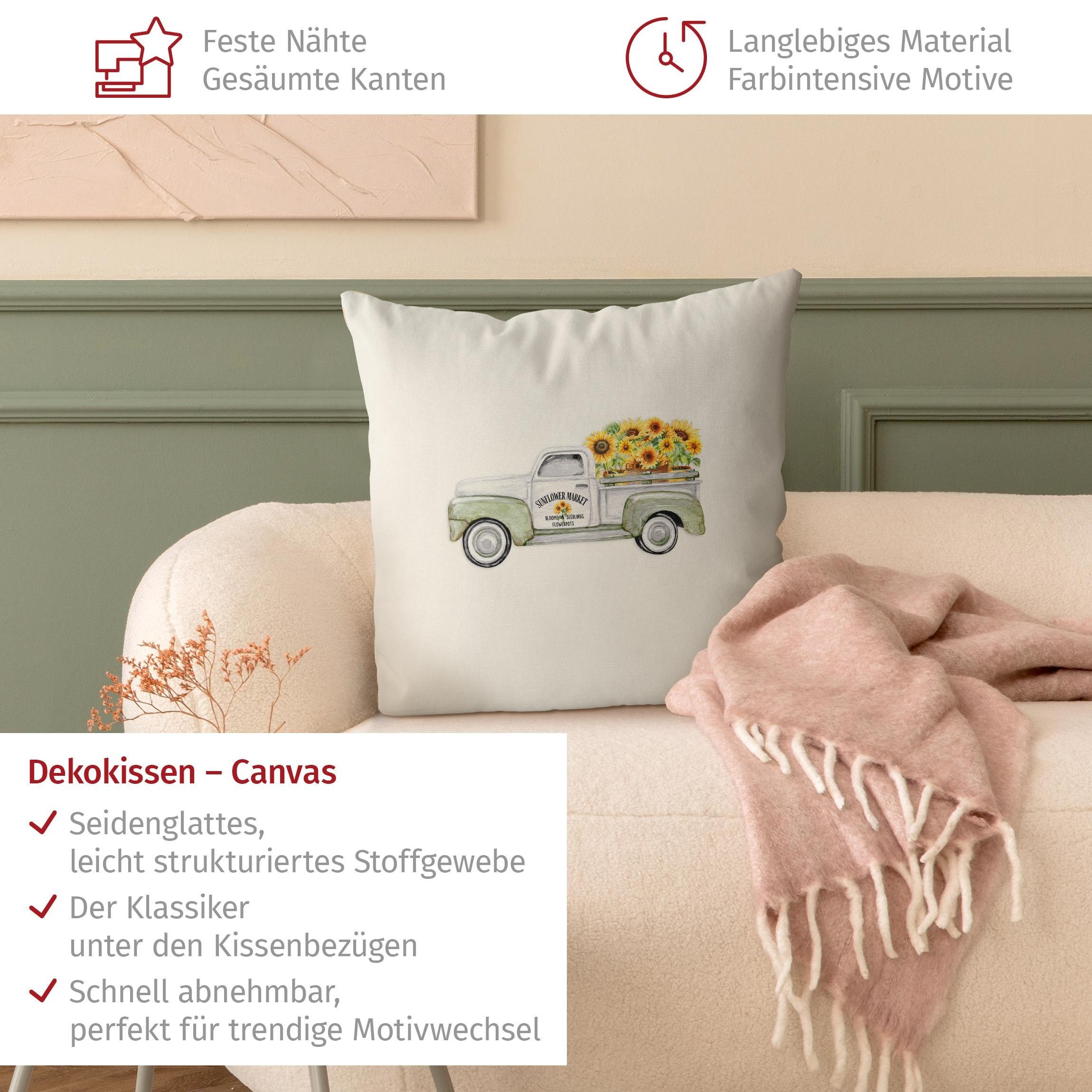Bilderdepot24 Dekokissen drinnen Kissenhülle/ Sofakissen/ Zierkissen Kissenhülle gelb Blumen Il, Bezug Aquarell mit / ohne Füllung Zierkissen Outdoor Sofa Bett