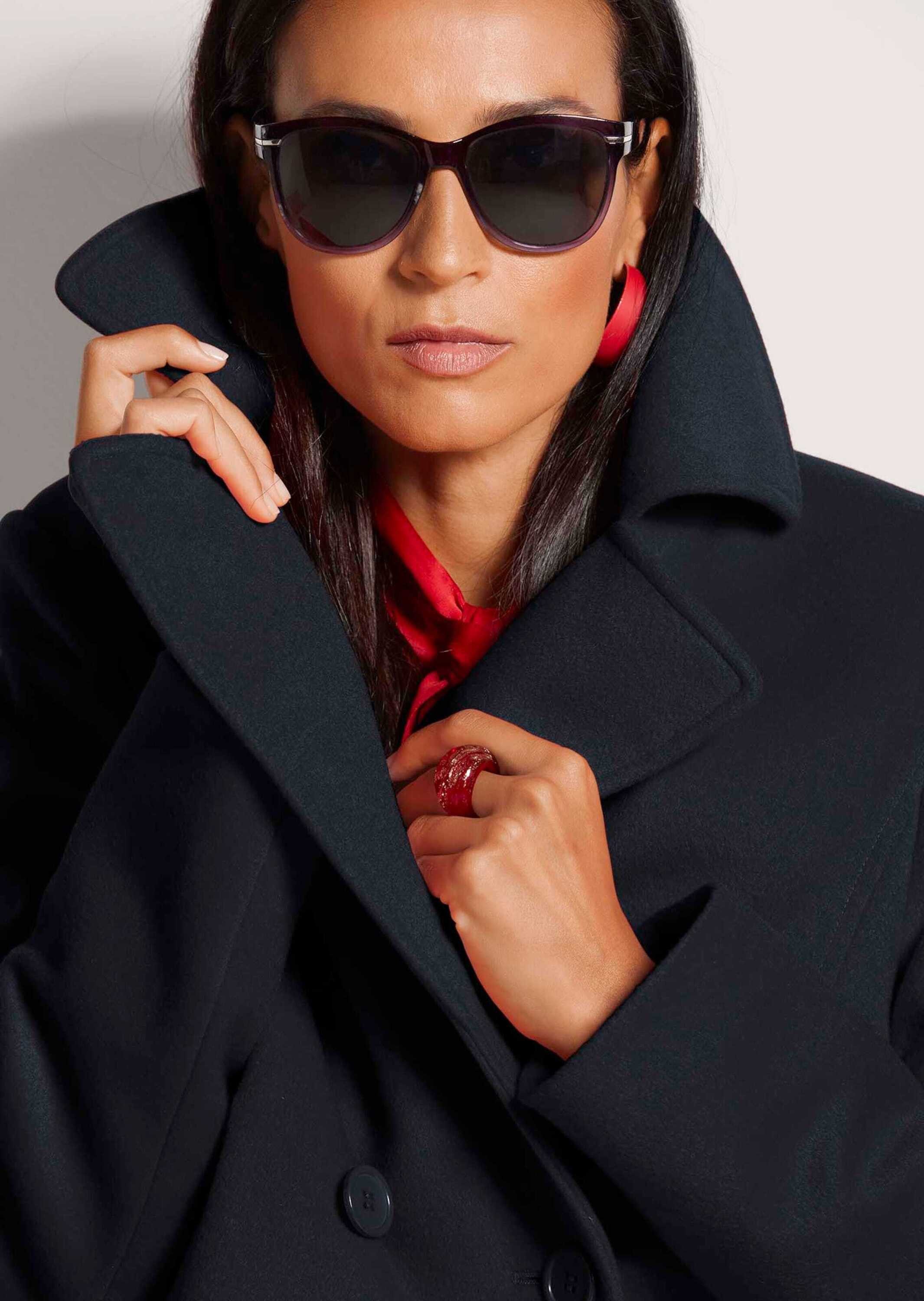 MADELEINE Outdoorjacke Elegante Caban-Jacke mit Taschen Wolljacke Zweireihig mit Reverskragen und Taschen