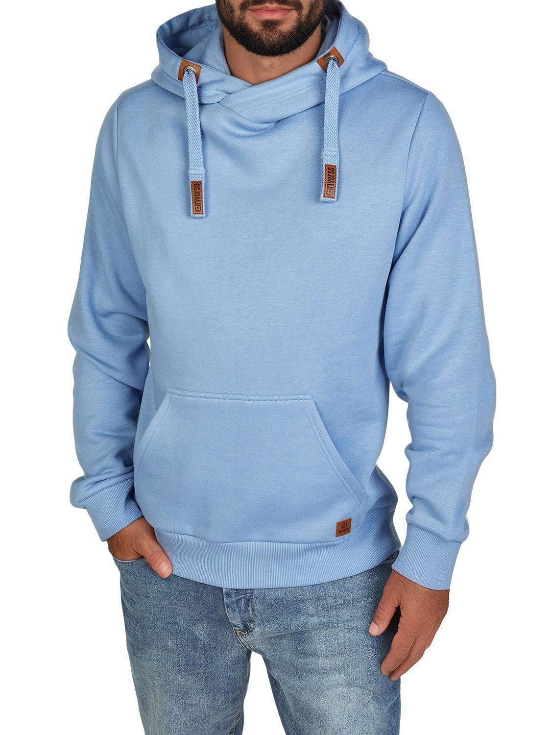 riverso Kapuzenpullover Herren Hoodie RIVNiklas Regular Fit Longsleeve Sweatshirt mit Cross-Over-Kragen und Kängurutasche