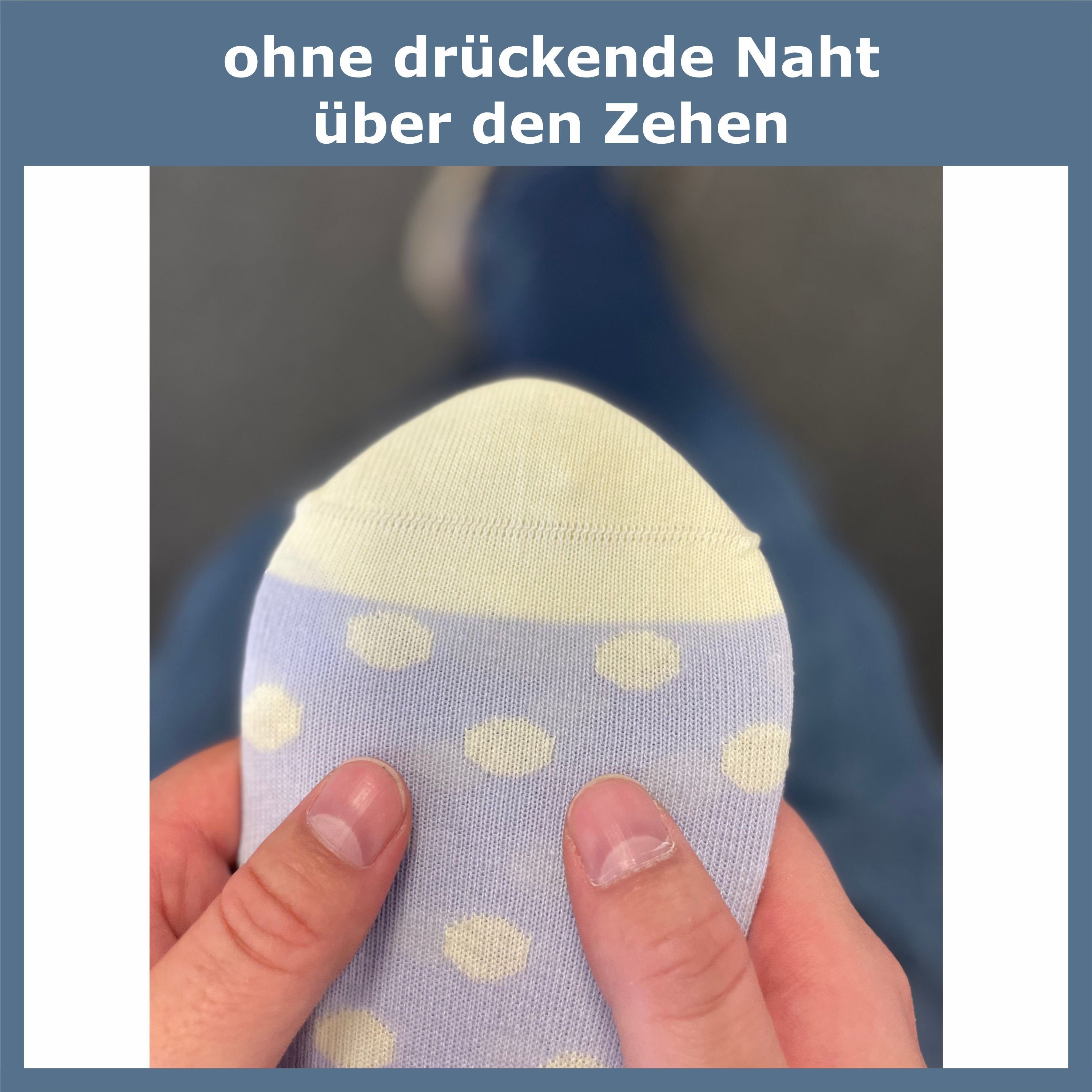 Extra farbig drückende für GAWILO (6 Kein verrutschen - Alltag in Paar) Naht - Damen Sneakersocken Bündchen elastischem - ohne Material Farben 3 & Freizeit schönen dank weiches