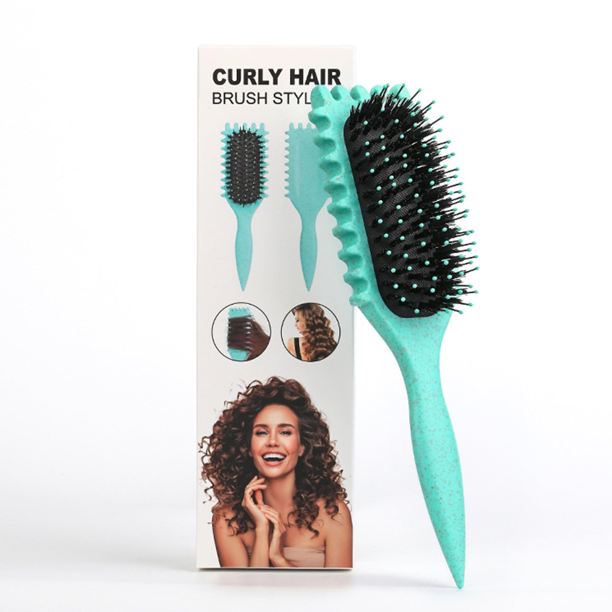 Forrlite Haarbürsten-Set Curl Hair Brush, Lockenbürste,Curl Define Styling Brush, Curl Define Stylingbürste,Wildschweinborsten Haarbürste,Haarbürste zum Entwirren für Frauen