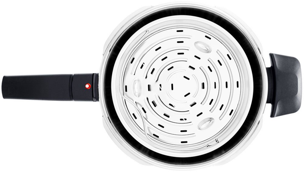 Fissler Schnellkochtopf Vitavit® Premium Edelstahl Dampfkochtopf mit Einsatz Induktion, Edelstahl 18/10 (3-tlg), Verriegelungsanzeige, Einstellbares Abdampfen,  – Bild 5 von 5