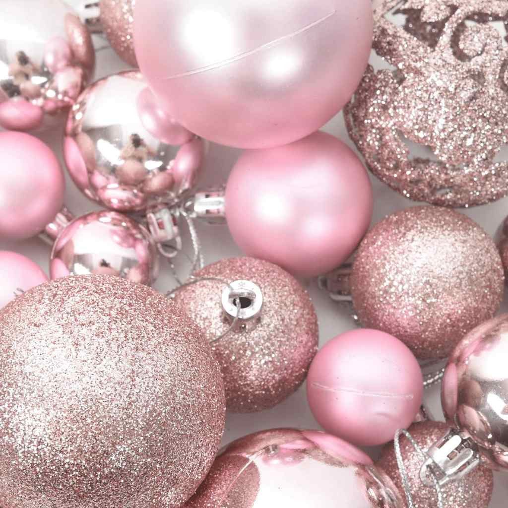 vidaXL Christbaumschmuck 100-tlg. Weihnachtskugel-Set Rosa (100-tlg) – Bild 5 von 5