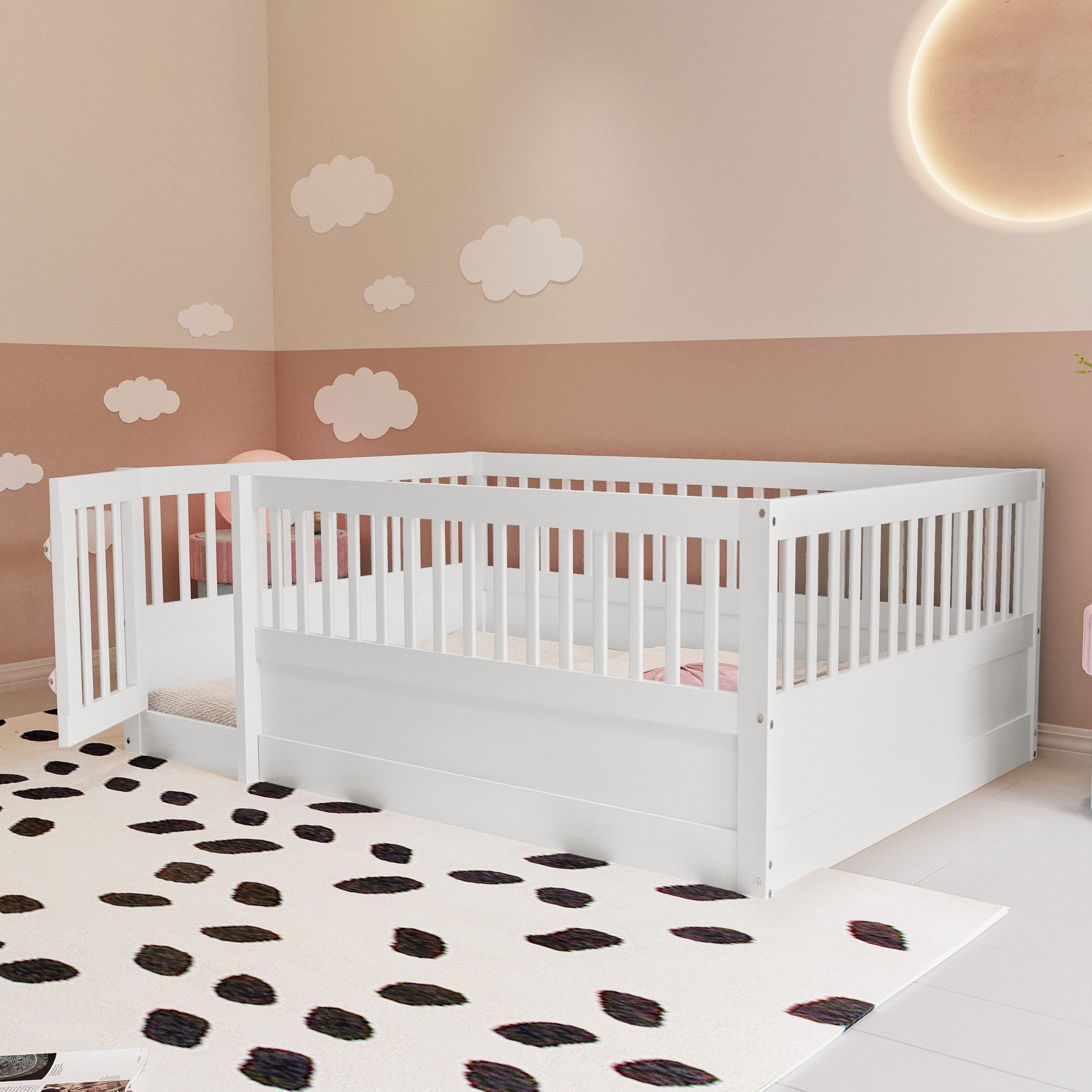 STILVORA Kinderbett 140x200 Babybett mit Gitter günstig online kaufen