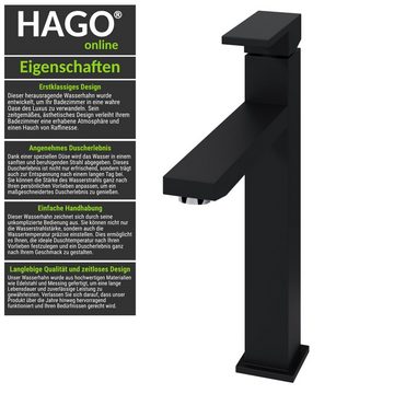 HAGO Waschtischarmatur Wasserhahn Schwarz matt Mischbatterie Waschtischarmatur Badarmatur