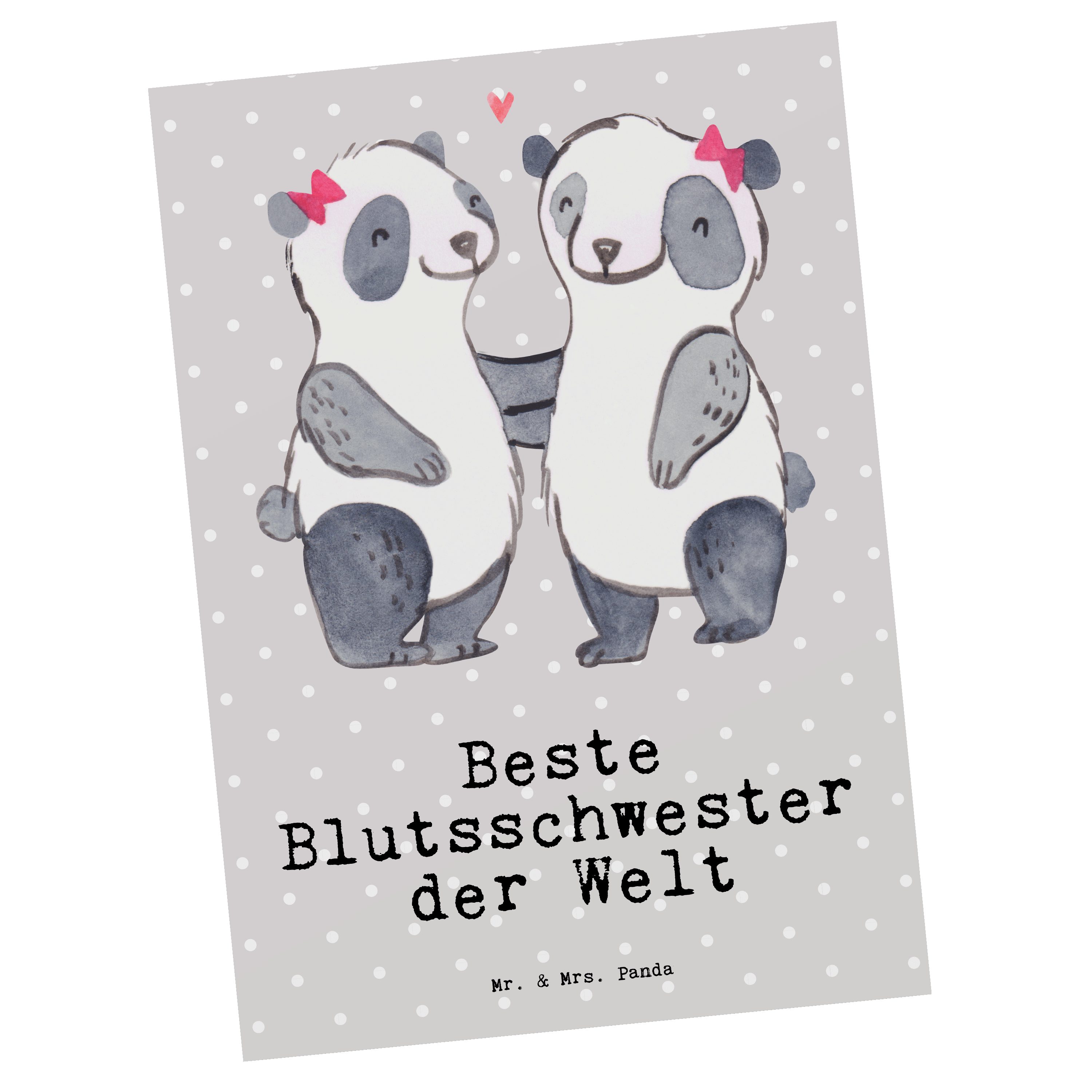 & Welt Beste Pastell Grau - Blutsschwester Mrs. Geschenk, Mr. Geburt - Panda Panda der Postkarte