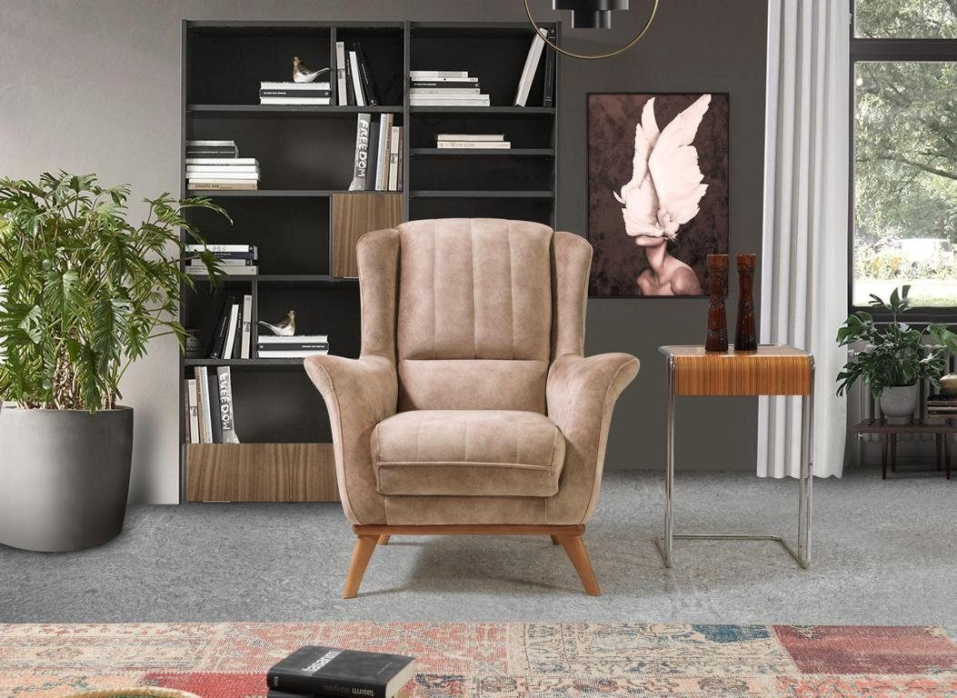 JVmoebel Sessel Luxus Sessel Wohnzimmer Möbel Modern Designe Beige Relax Club (Nur Sessel), Made in Europe