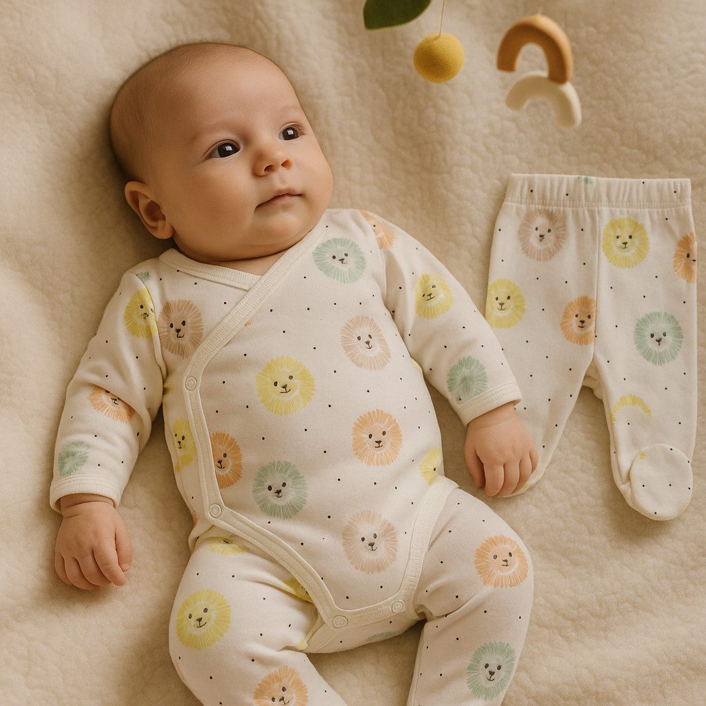 Body & Hose Baby Outfit, 2-teiliges Set, Langarmbody + Hose, Löwenprint