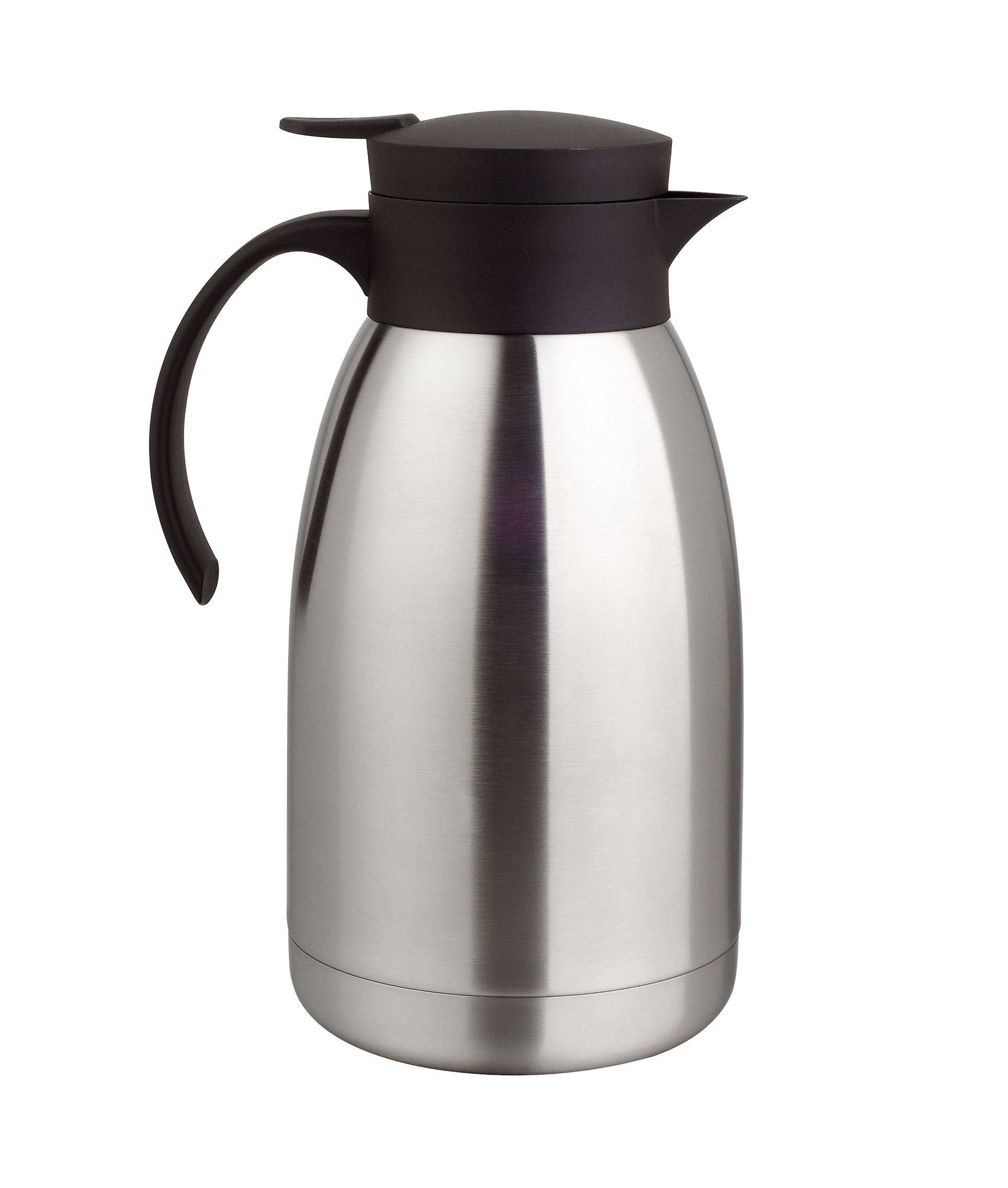 Spetebo Isolierkanne Edelstahl Einhandautomatik Thermoskanne - 2 Liter, 2.00 l, (Stück, 1-St., Thermoskanne), Isolierkanne Doppelwandig mit Druckverschluss