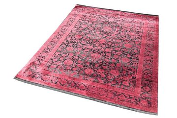 Teppich Moderner Teppich in orientalisches Blumendesign in Rot auf Schwarz, TeppichHome24, rechteckig