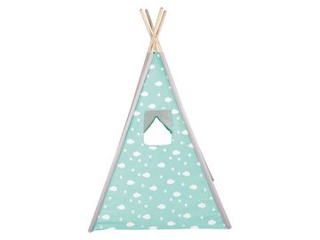 Playtive Spielzelt Kinder Tipi Zelt blau Jungs Kinderzelt ab 11/2 Jahre max. 50 kg massives Kiefernholz, strapazierfähige Baumwolle, einfacher Aufbau